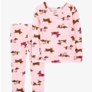 NWT Carter's DOGS Baby Girl 2-Piece Christmas Dog Purely Soft Pajamas